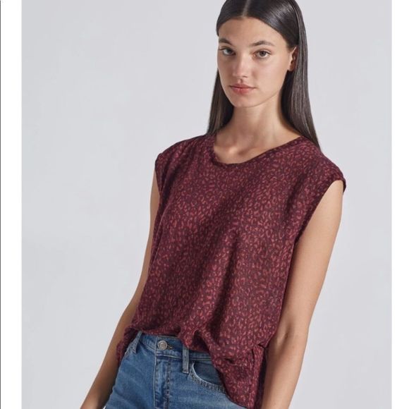 Current Elliott Jax Muscle Leopard Red Burgundy Shirt Size 0 - Picture 1 of 8